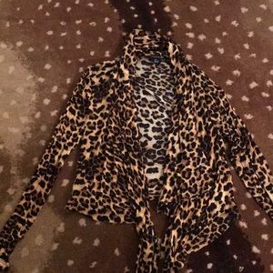 Leopard open jersey cardigan